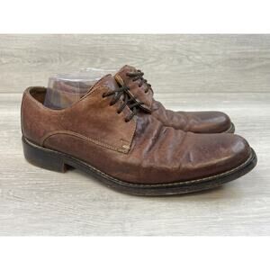 Cole Haan Men's 10 Brown Derby Dress Leather Shoes Casual Block Heel Almond Toe